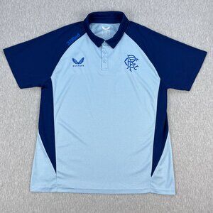 Castore Glasgow Rangers FC Polo Shirt Mens XL Blue Two-Tone 32Red Soccer Footy